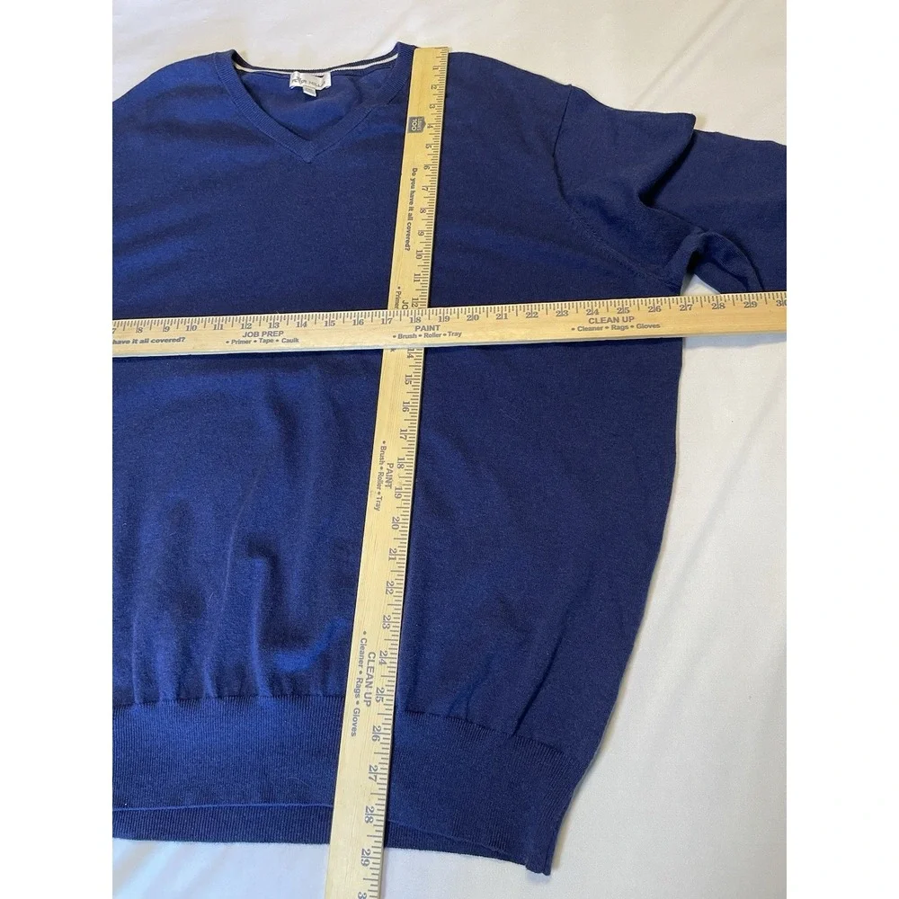 Peter Millar Blue SILK CASHMERE‎ Cotton V-Neck Jumper Pullover Sweater Size 2XL